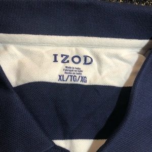 White and navy men’s polo